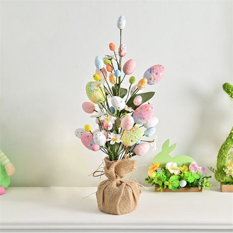 Arbre À Œufs De Pâques - Décoration De Table En Plastique - 40 Cm - Pour Fête De Printemps Et Décor Intérieur - 1 Pièce (1/5)