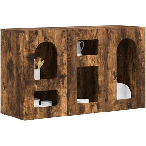 Buffet Bas de Cuisine en Bois d'Ingénierie Couleur Chêne, Meuble de Rangement Compact 100 x 35 x 59 cm pour Salon et Salle à Manger (1/5)