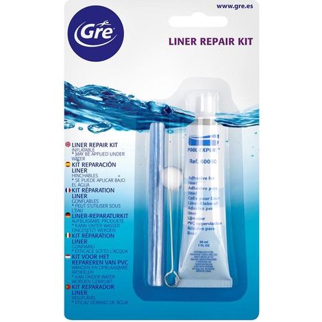Kit reparación liner piscina GRE transparente PVC 3.2 x 2.1 cm (1/2)