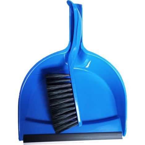 Kehrschaufel und Besenset 2 teilig Kunststoff Blau Haushaltsreinigung Gummierte Kante für einfaches Anheben Tragbar und ergonomisch Für Zuhause u (1/4)