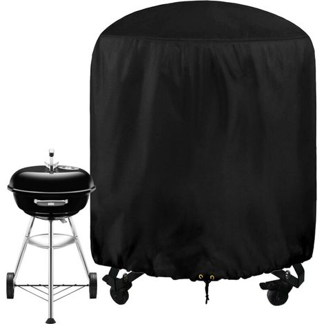 Runde Grillabdeckung, Ø 61 x 72,4 cm, wasserdicht, 210D Oxford-Gewebe, mit Kordelzug, UV-beständige, winddichte und reißfeste Grillabdeckung für den Außenbereich