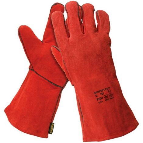 Guantes de soldador rojo de 35cm ESSEN Pack de 12 pares SAFETOP 11