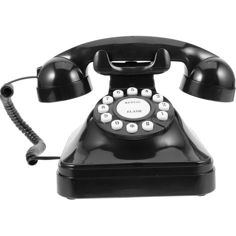 Telefono fisso retrò nero con filo, in stile antico europeo con tasti a palazzo, adatto per ufficio, casa e hotel.