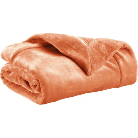 VIVARAISE - Plaid Vivaraise Tender en polyester couleur papaye - 150 x 200 cm