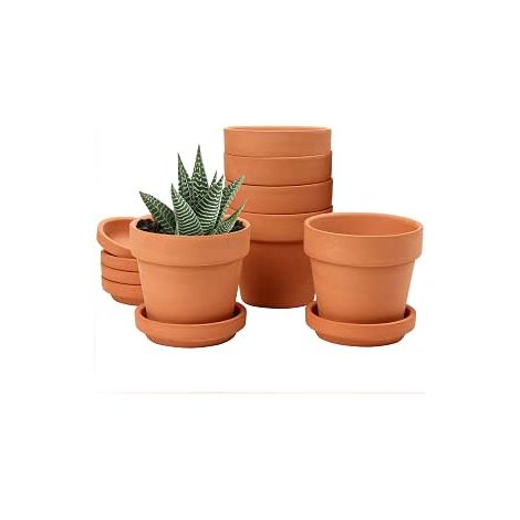 6 Pack Terracotta Flower Pots 8x7.5cm Mini Clay Pot with Drainage Hole and Saucers for Small Cactus Plants, Small Succulents, Nursery Pot for Plants (1/5)