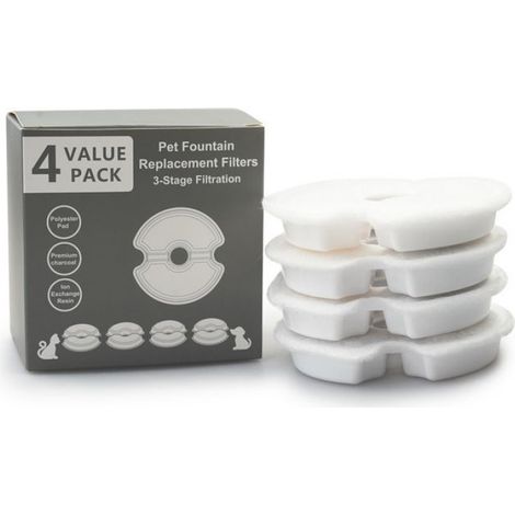Filtre Fontaine À Eau - Charbon Actif Noix De Coco - Pour Fontaines À Eau Pour Chats Et Chiens - 4 Pièces (1/4)