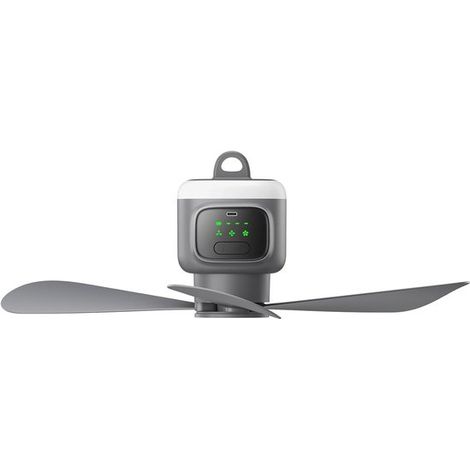 Ventilateur de plafond rechargeable 45 cm avec lumière - Batterie 12 000 mAh - 4 vitesses - Minuterie 8 heures - Jusqu'à 16 heures d'autonomie - Convient pour terrasse, auvent, tente, véranda et campi (1/5)