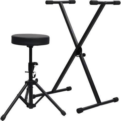 Ensemble de support de clavier et de tabouret Noir (1/5)
