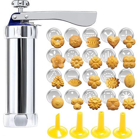 Kekspresse aus Aluminiumlegierung mit 4 Düsen und 20 Keksscheiben, Keksmaschine, Kekspresse zum Backen (1/5)