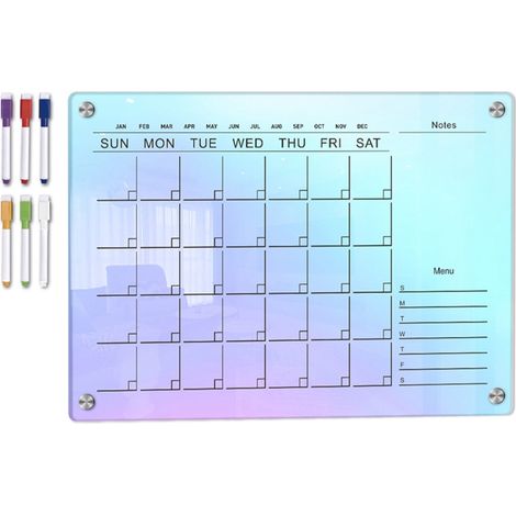 Calendrier magnétique, tableau blanc, réfrigérateur, agenda hebdomadaire et mensuel, calendrier de cuisine, liste de courses, liste de tâches Slowmoose
