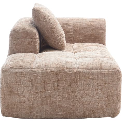 Einzel-Chaiselongue aus Chenille in Khaki, montagefrei, mit Kissen und Seitentaschen (1/5)