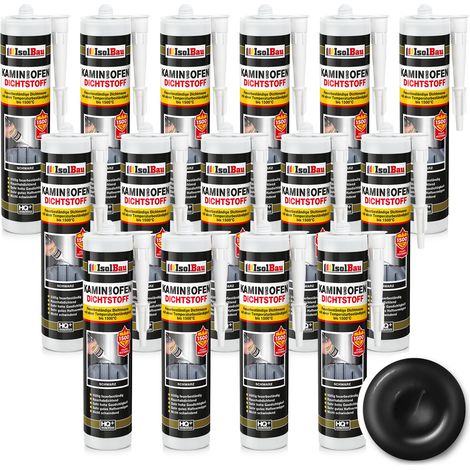 IsolBau Camino Silicone 1500°C Kamin Ofen Dichtstoff 15 x 300ml (1/5)