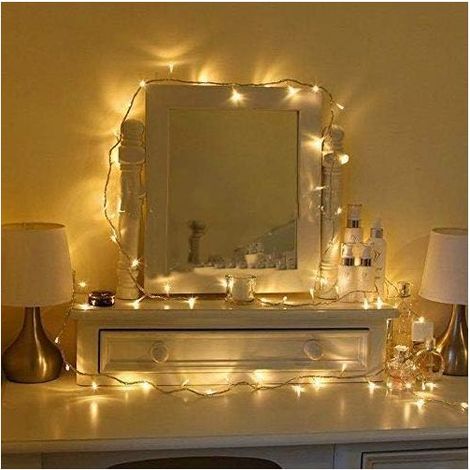 Guirlande Lumineuse Guirlande LED Blanche,avec Adapteur Européen,Décoration Noël Chambre Mariage Jardin Blanche Chaude (10M,100 LED) (1/5)