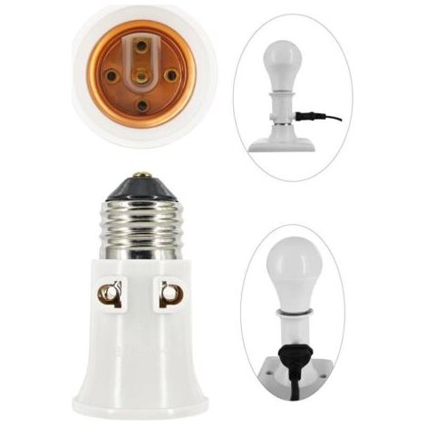 adaptateur de douille de lampe prise E27 conversion en prise de courant et prise E27 2 pièces (1/4)