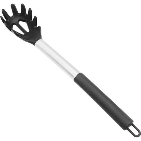 Fourchette à pâtes en silicone, louche à pâtes de qualité alimentaire avec manche en acier inoxydable (1/4)