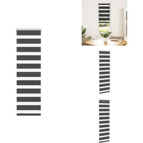 Store zèbre noir 40x100 cm largeur du tissu 35,9 cm polyester - Store Zébré - Stores Zébrés - Store À Enrouleur Zébré - Double Store À Enrouleur (1/5)