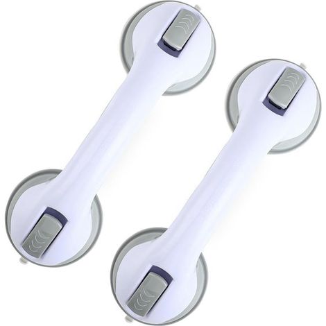 Juego de dos piezas de barra de apoyo para bañera y ducha, 30 cm, ventosas resistentes, barra de seguridad para sillas de ducha y baños, para personas mayores, gris y blanco. (1/5)