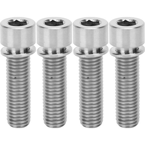 Lot de 4 vis hexagonales M7x25mm en alliage de titane pour potence de vélo, couleur titane. (1/5)