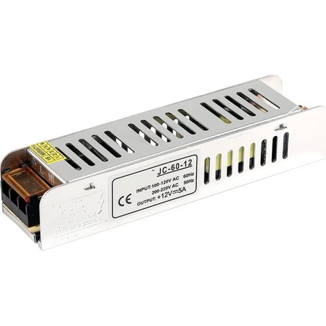 Transformateur d'alimentation 12V 5A/10A/12.5A/15A/16.5A/20A/30A interrupteur d'alimentation LED transformateur AC LED pilote adaptateur transformateurs d'éclairage ( Color : 12V 5A 60W , Size : 1 UK (1/4)