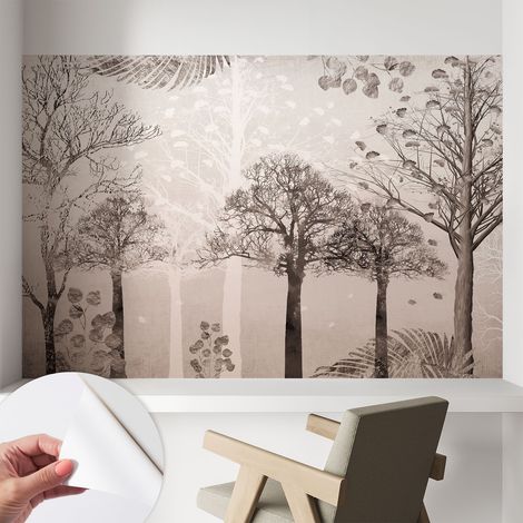 Selbstklebend Tapete modern - Wanddeko für Küche - Klebefolie Wand - luxus Look Zarte Bäume 104x70 cm (1/5)