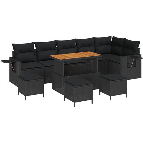 Maison Exclusive - Gartensofa-set mit Kissen 12 pcs Schwarz Poly-