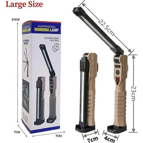 Lampe torche pliable à LED COB XPE, rechargeable par USB, aimantée, pour le camping, les voyages et les tentes. Grande taille. (1/5)