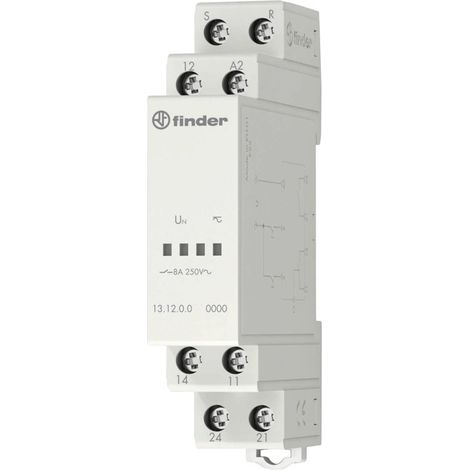 Relais bistable modulaire 1 inverseur + 1NO 8A 12V AC DC set et reset FINDER 131200120000PAS