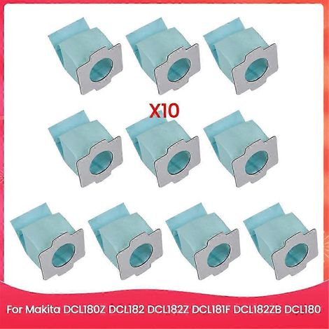 Ensemble de 10 sacs collecteurs pour aspirateur Makita DCL180Z, DCL182, DCL182Z, DCL181F, DCL182ZB et DCL180 (pièces de rechange)-AquaForge (1/4)