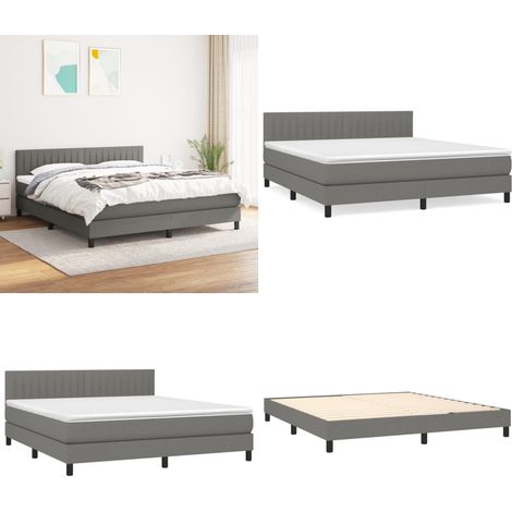 Boxspringbett mit Matratze Dunkelgrau 160x200 cm Stoff - Boxspringbett - Doppelbett - Bettenrahmen - Matratze - Nachttisch - Home & Living (1/5)