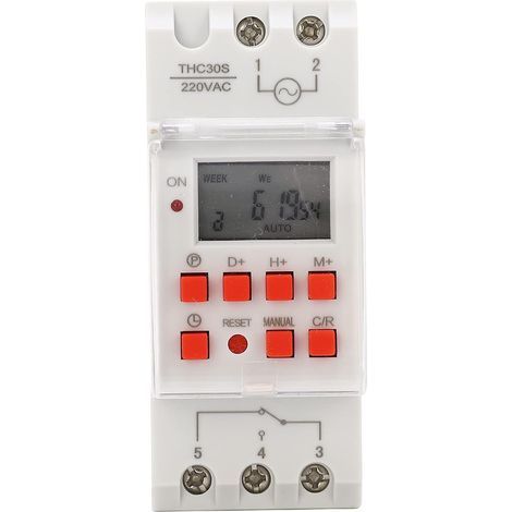 Programmateur numérique pour chauffe-eau électrique 30 A Tension 220 V Minuterie 1 seconde Écran LCD Installation rail 35 mm (1/5)