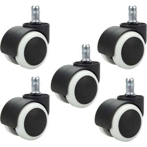 5 pièces roulettes de Chaise de Bureau 48 mm pour Chaise d'ordinateur roulettes pivotantes pour Chaise de Bureau Roues de Remplacement Taille de Tige Standard 11 mm × 20 mm, sans Rayures ni (1/4)