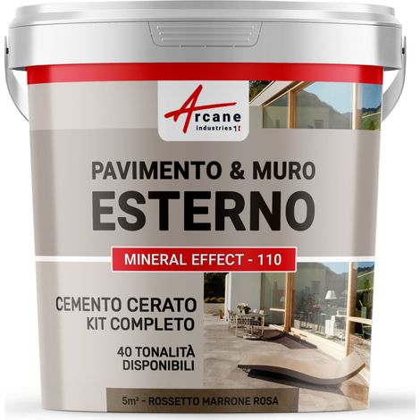 Microcemento per esterni: pavimenti, muri, terrazze, balconi, scale - 5 m² (in 2 strati) Rossetto Marrone Rosa - ARCANE INDUSTRIES