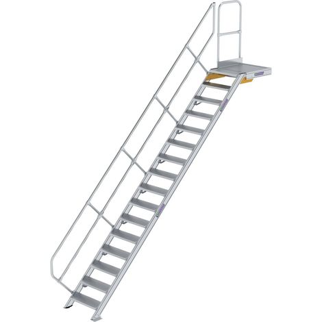 MUNK Treppe mit Plattform 45° inkl. einen Handlauf, 600mm Stufenbreite, 16 Stufen