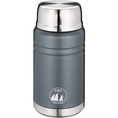 Cilio Monte Lunch-Thermoskanne mit Klapplöffel, 0,75 l, 9,5 x 20 cm, grau (1/5)