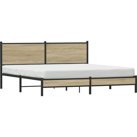 Cadre de lit en métal sans matelas chêne sonoma 180x200 cm vidaXL (1/5)