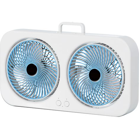 Tabletop Dual Fan USB Rechargeable Silent Air Circulation Fan with Brushless Motor Multi Speed Control for Home Dormitory Blue (1/5)