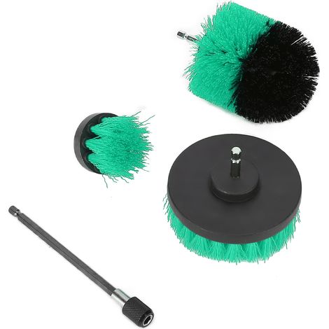 Kit de brosses de nettoyage pour perceuse électrique, longues et extensibles, vert (1/5)