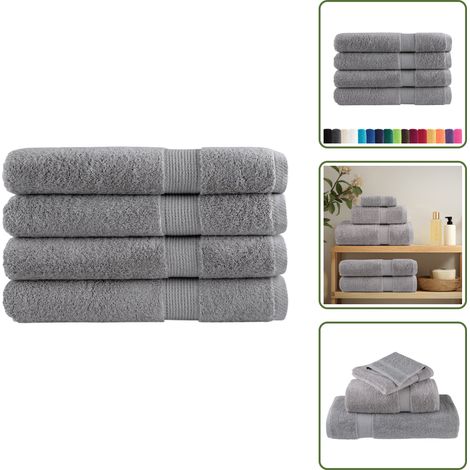 Premium-Handtücher SOLUND 4 Stk. Grau 100x200 cm 600 g/m² - Baumwolle - Handtücher - Badezimmertextilien - Grau - Waschbare Handtücher (1/5)