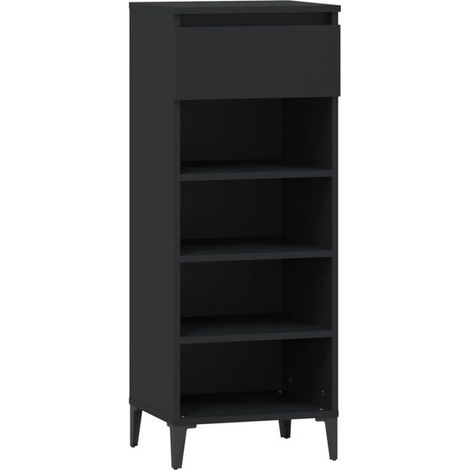 Étagère à chaussures noire, 40x36x105 cm, en bois composite. (1/5)