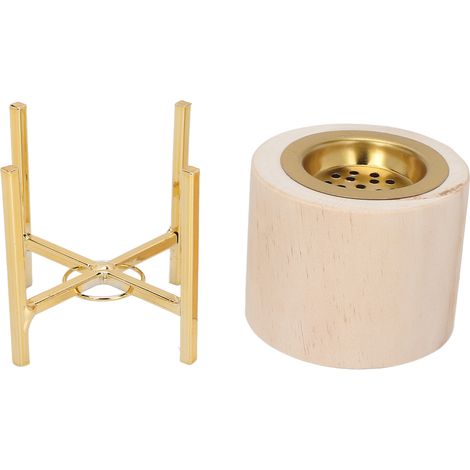 Porte-bougie en bois doré, décoration de table moderne pour événements, idéal pour mariage, anniversaire ou fêtes, design épuré et élégant. (1/5)