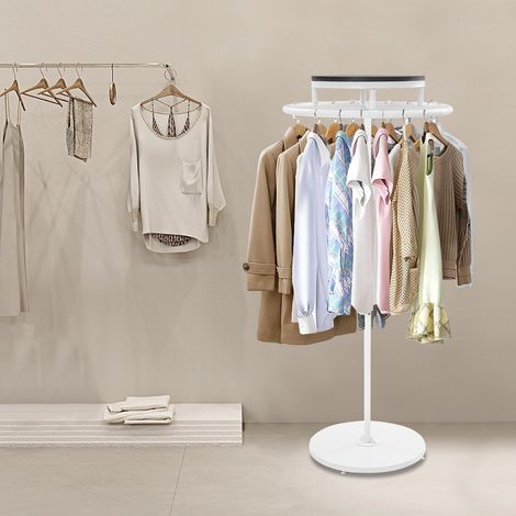 Porte-vêtements rond, porte-vêtements rotatif sur pied, présentoir pour vêtements, pour chambre à coucher, boutique, magasin commercial, buanderie (1/5)