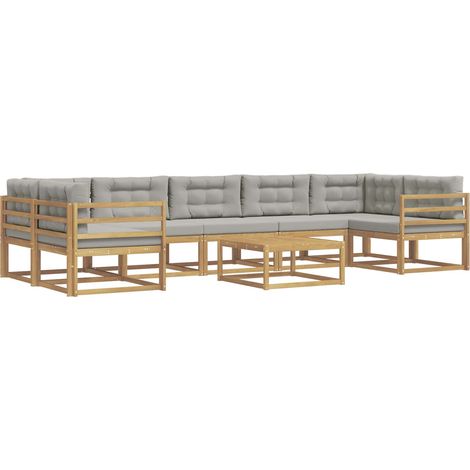 Conjunto de sofás de exterior 6 uds. Blanco y Gris Claro vidaXL (1/5)