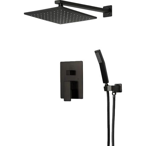 Rubinetto termostatico per doccia, finitura cromata, design a doppia maniglia, AZLY-nero (1/2)