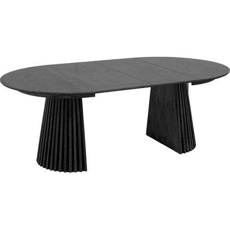 Osaka Esstisch Inkl. 2 Ansteckplatten, ø120x120-160-200cm schwarz.