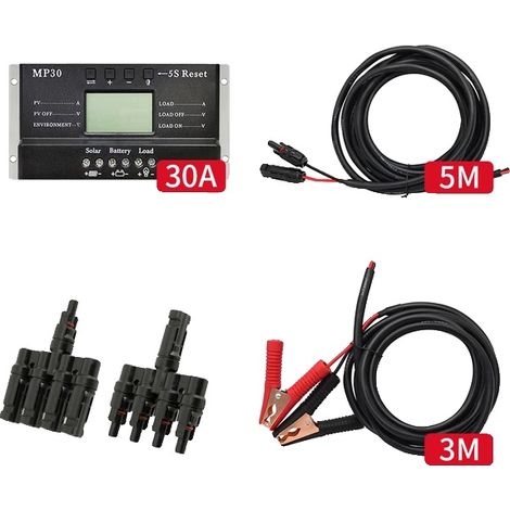 Connecteur de câble solaire, longueurs de 3M/5M, adapté aux batteries au plomb, Ensemble de câble 30A (1/2)