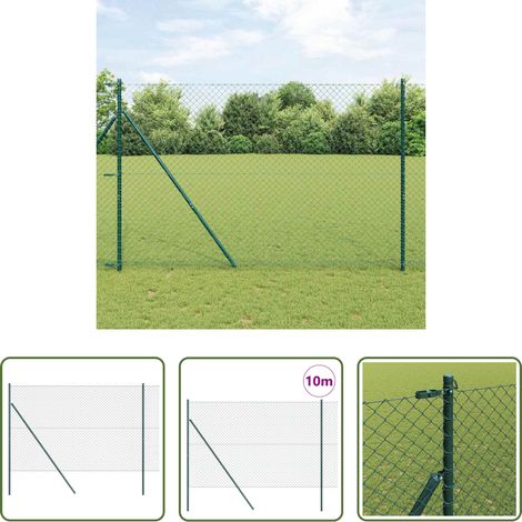 vidaXL Stahl und PVC - Zaunpfosten Grün 10 x 1,6 m (40 x 40 mm Maschen) Stahl und PVC (1/5)