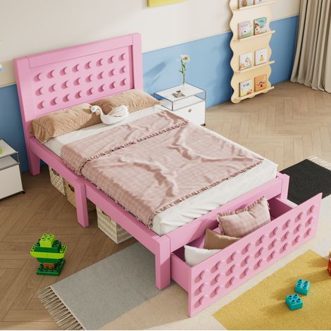 letto singolo 90x190 con cassetto design rosa OKMYHOME (1/5)