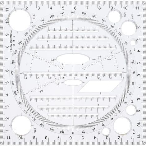 Gabarit géométrique et règle multi-angles Healeved pour le dessin (1/5)