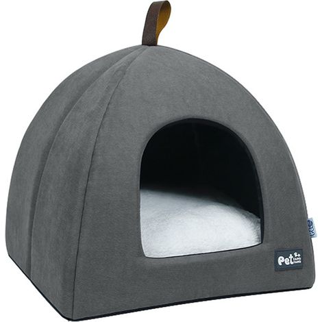 Lit pliable pour chat, maison respirante pour chat, tente intérieure pour animaux de compagnie, lit pour chien avec tapis, Gris,L (1/5)
