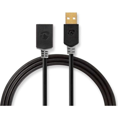 Cable usb usb 20 usb a macho usb a hembra 480mbps chapado en oro 300 metros redondo pvc antracita caja